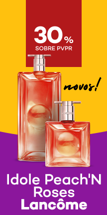 Novo Lanc&ocirc;me Idole Peach'N Roses com destaque promocional de 30% sobre pre&ccedil;o de Venda ao P&uacute;blico Recomendado